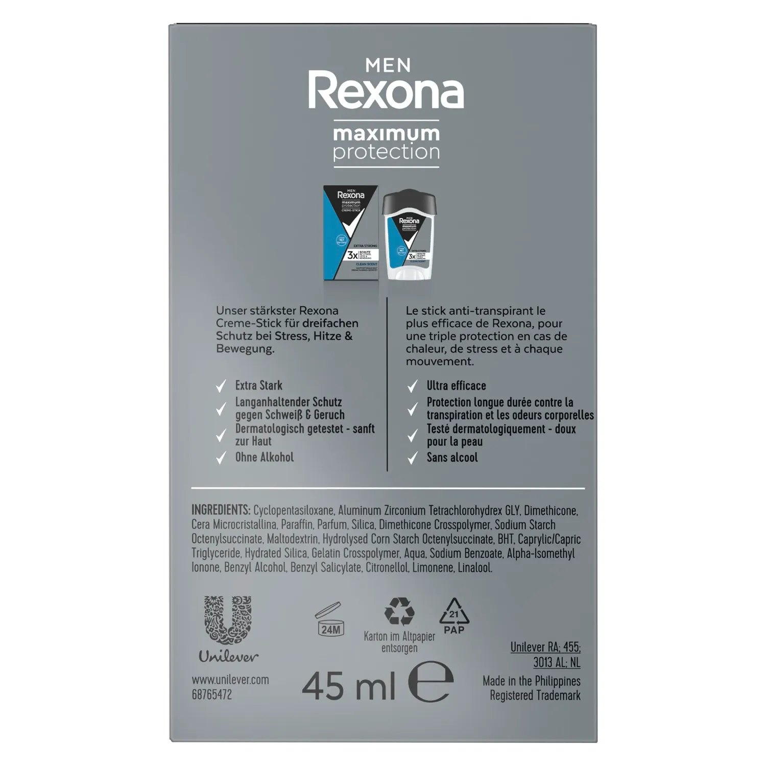 Rexona Men Maximum Protection Deo Creme Clean Scent 45 ml