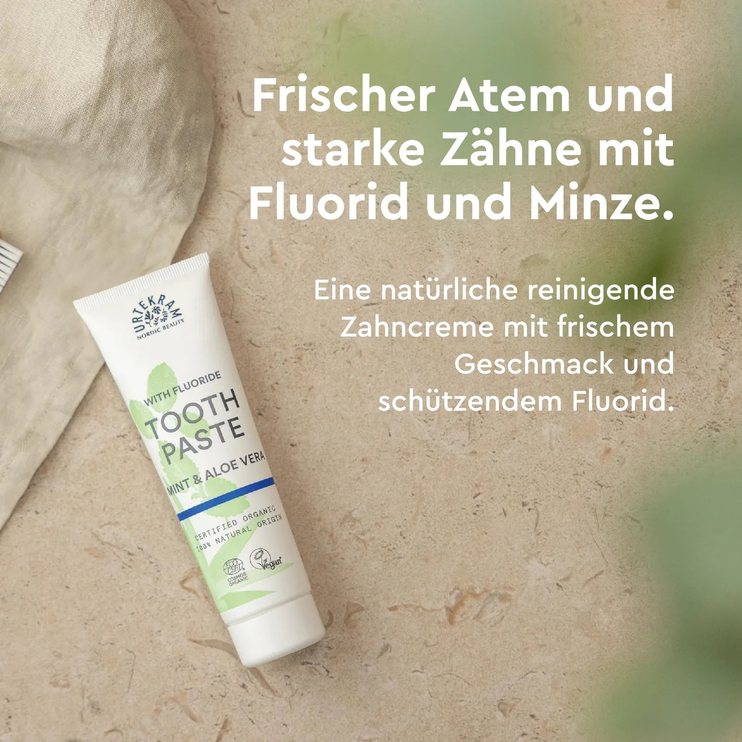 Urtekram Minze Aloe Vera Zahnpasta 75 ml mit Fluorid