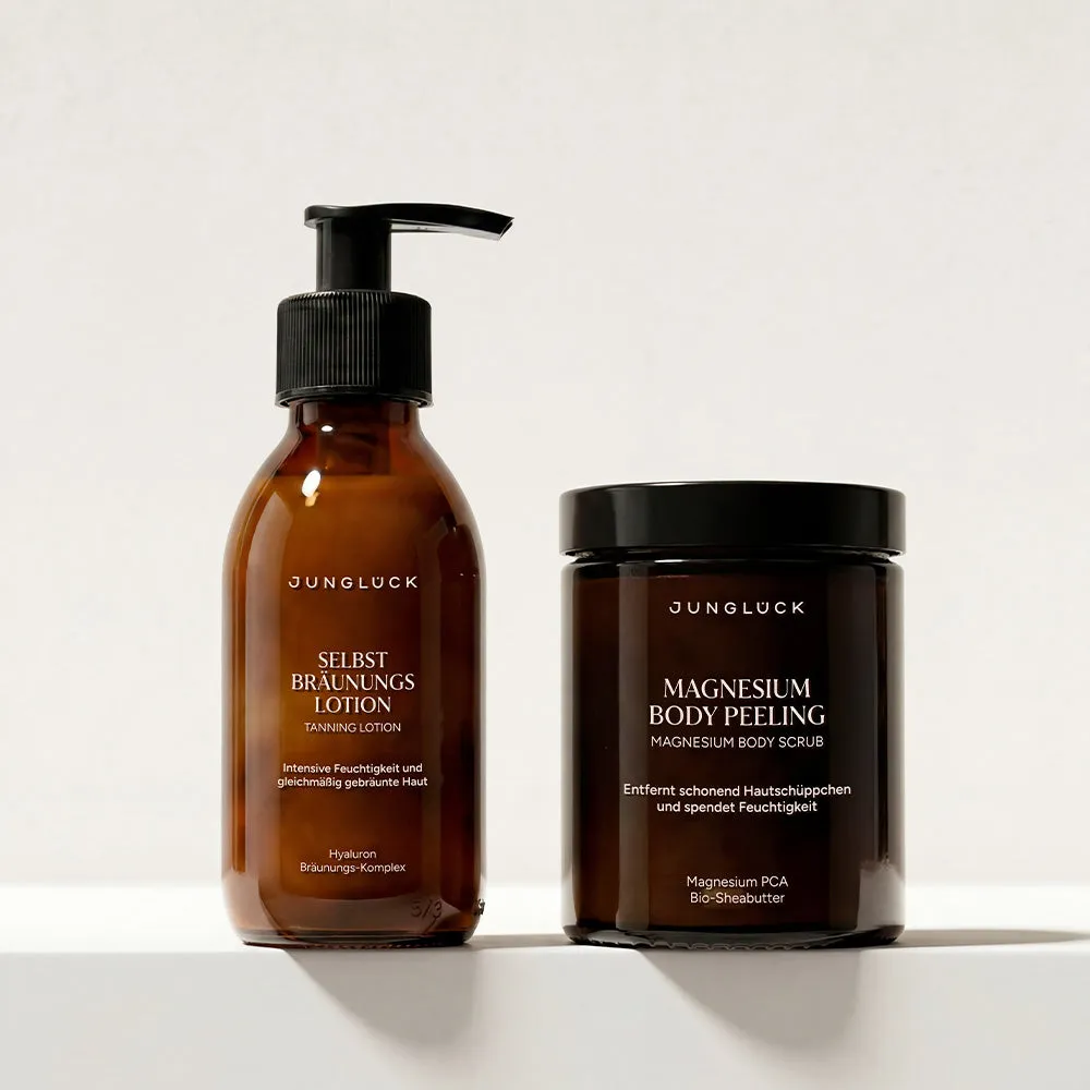 JUNGLÜCK Peel & Tan Kombi Peeling Set Bräunung