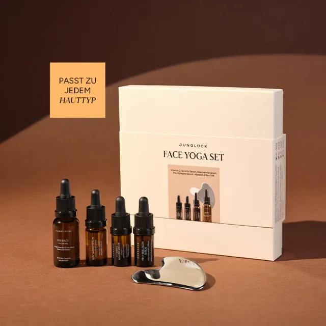 JUNGLÜCK In a Box Face Yoga Pflegeset mit Jojobaöl