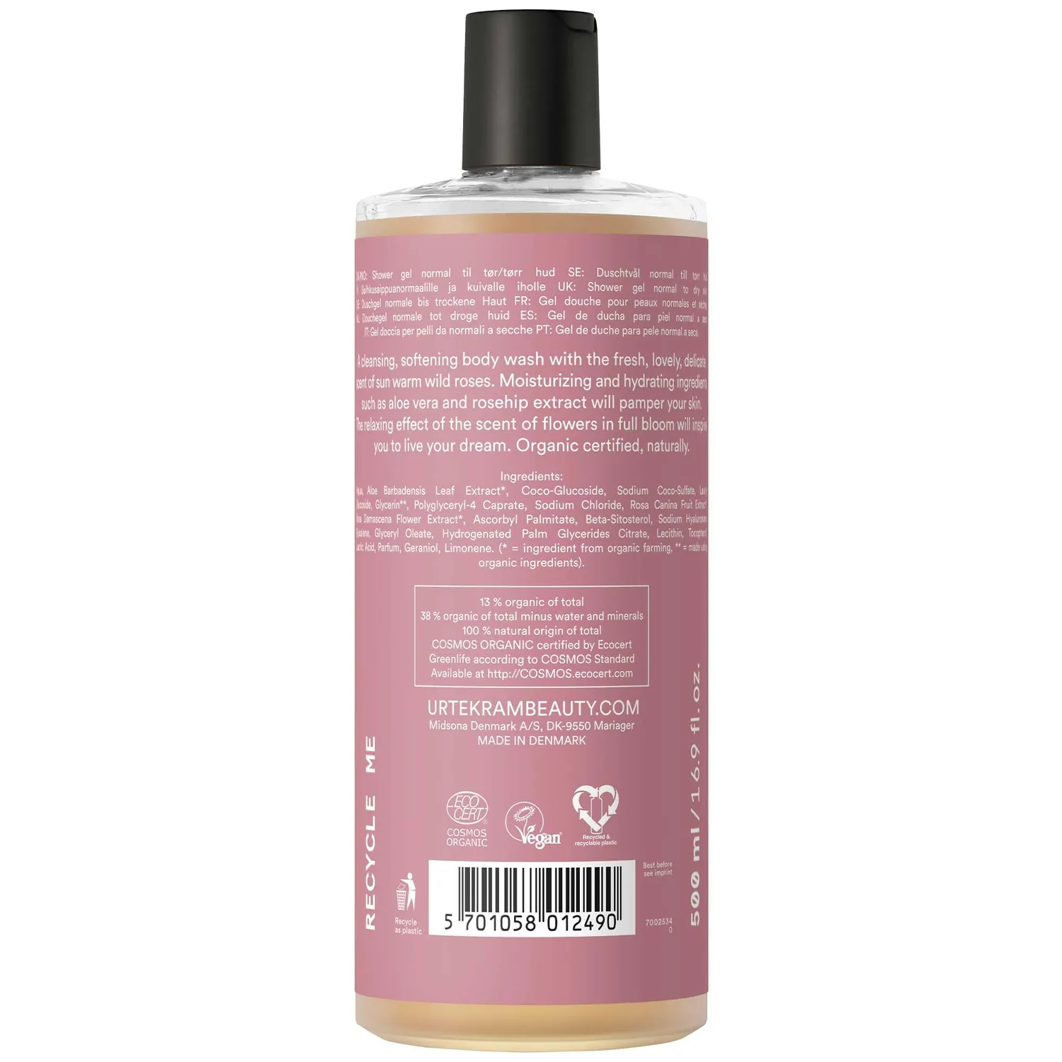 Urtekram Soft Wild Rose Duschgel 500 ml vegan