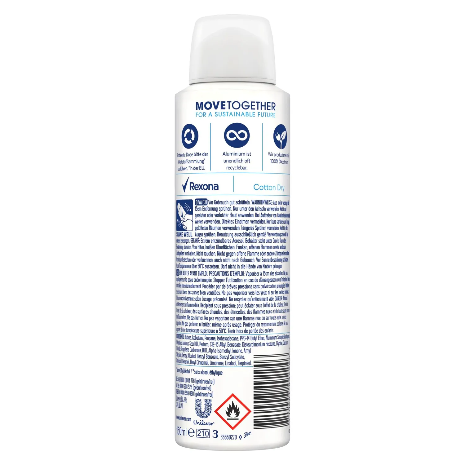 Rexona Cotton Dry Deospray 6x 150 ml mit 48h Schutz