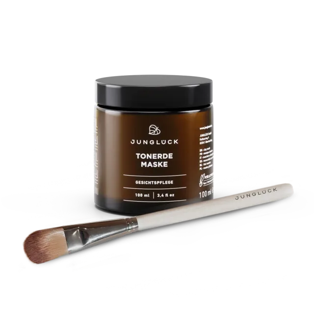 JUNGLÜCK Tonerde Maske + Pinsel Kombi Set 1+1 für ölige Haut