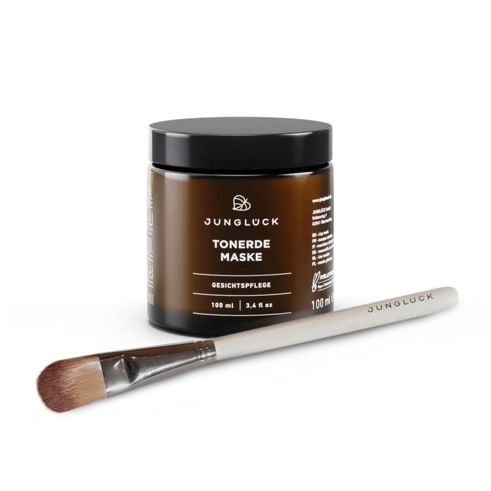 JUNGLÜCK Tonerde Maske + Pinsel Kombi Set 1+1 für ölige Haut