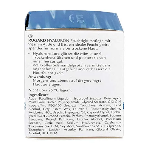 Rugard Hyaluron Feuchtigkeitspflege Creme 100 ml Hyaluronsäure