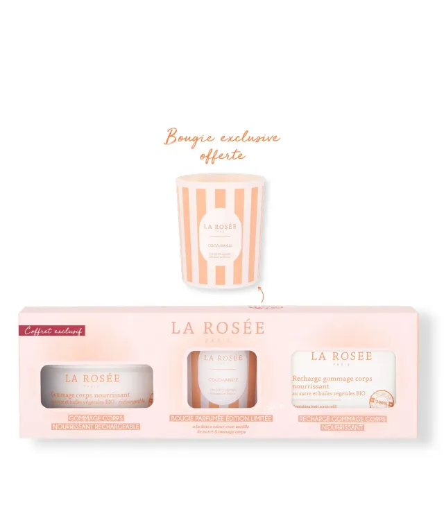 La Rosée Coffret Körperpflegeset Peeling + Kerze