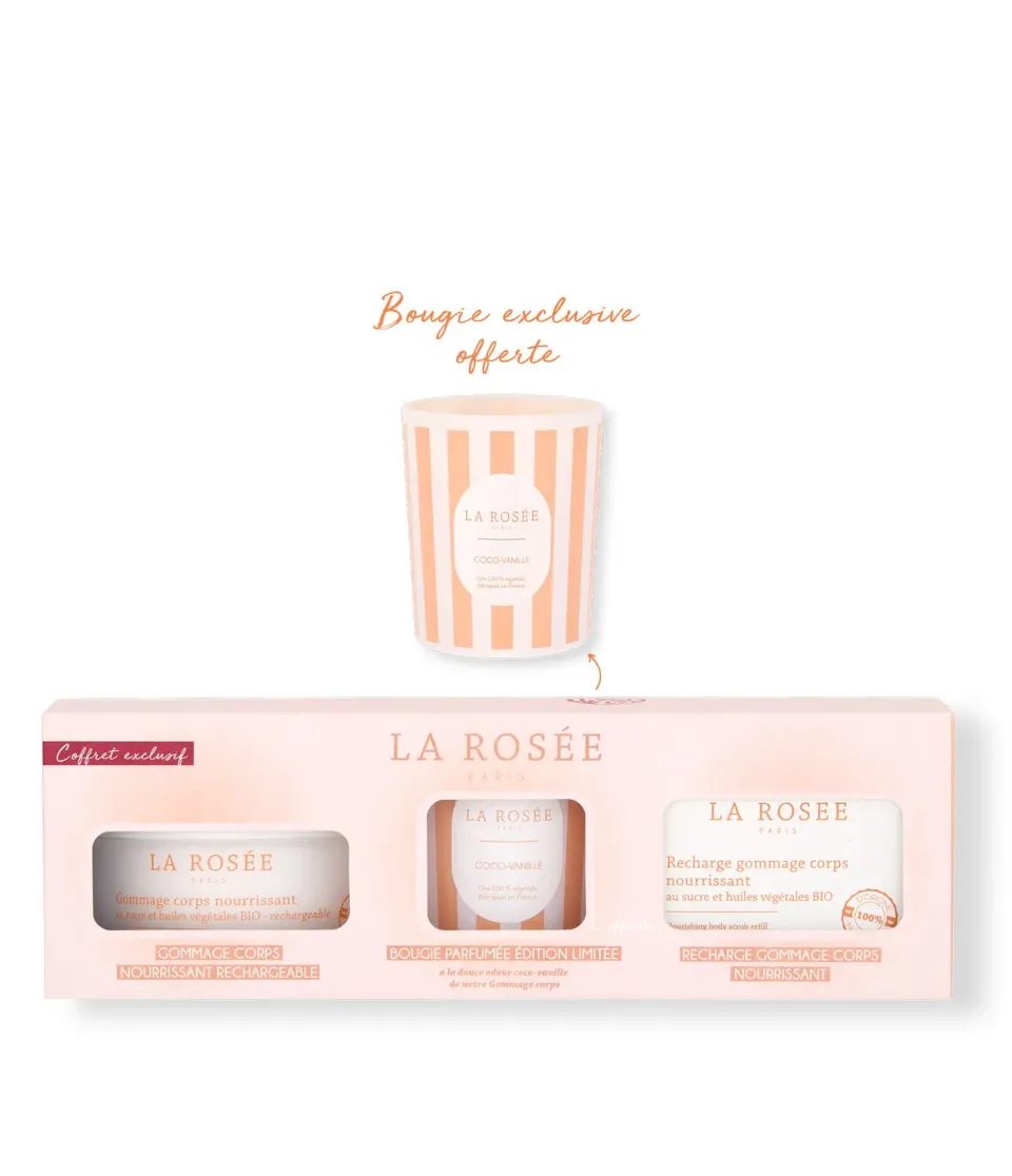La Rosée Coffret Körperpflegeset Peeling + Kerze