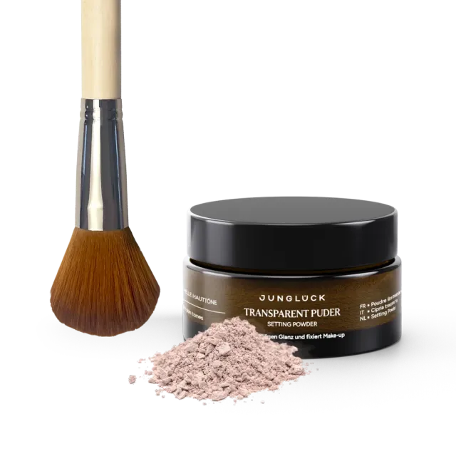 JUNGLÜCK Transparent Puder + Pinsel Kombi Rosé Puder-Set