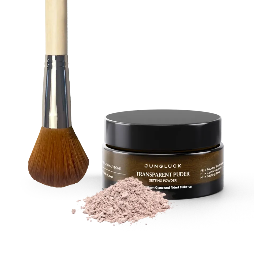 JUNGLÜCK Transparent Puder + Pinsel Kombi Rosé Puder-Set