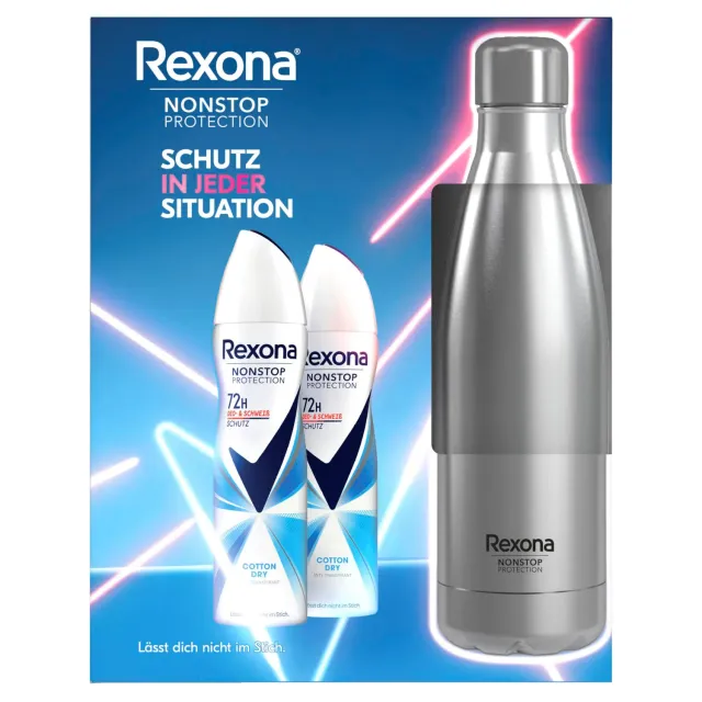 Rexona Cotton Dry Geschenkset Deospray 2x150 ml + Flasche