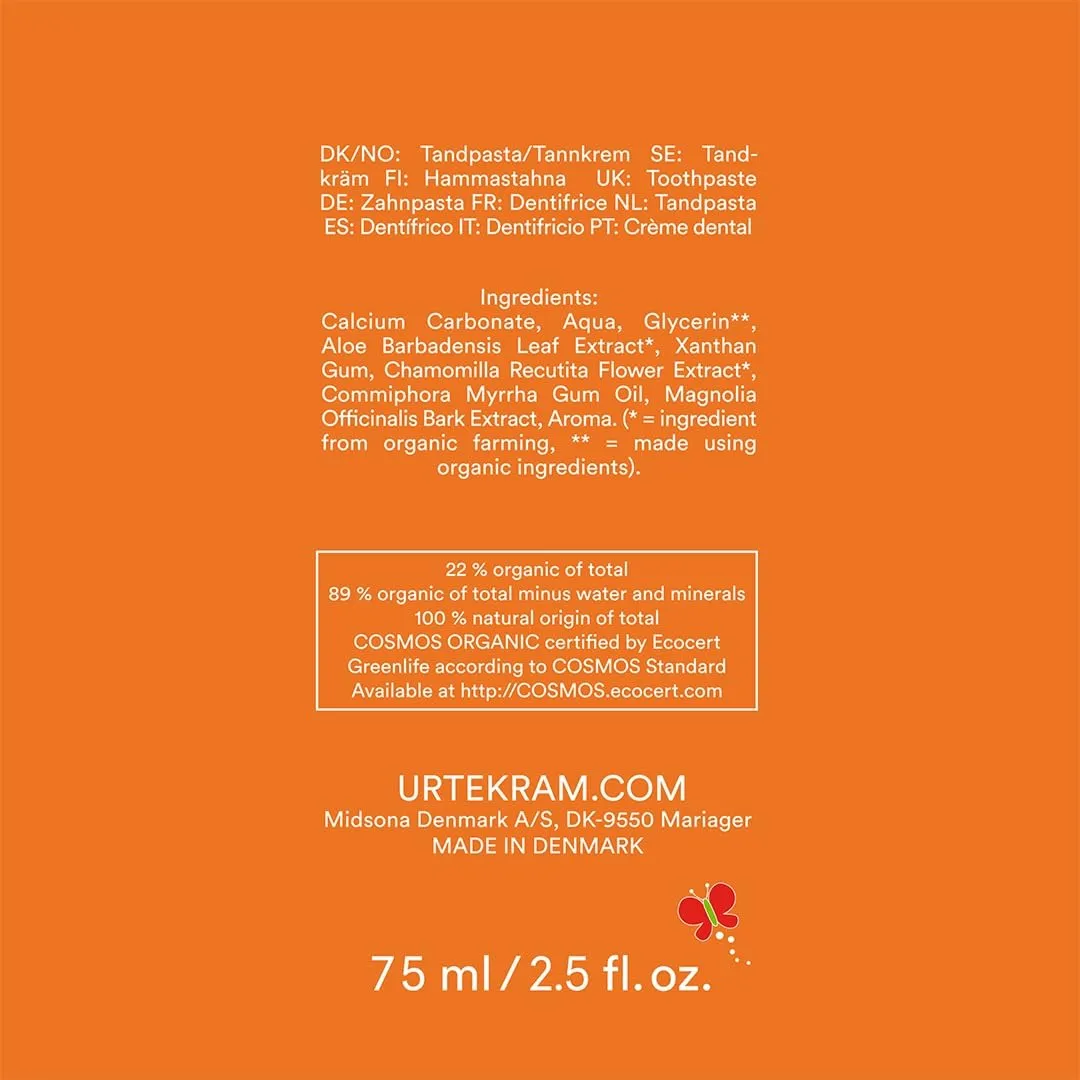 Urtekram Tutti Frutti Kinderzahnpasta 75 ml ohne Fluorid