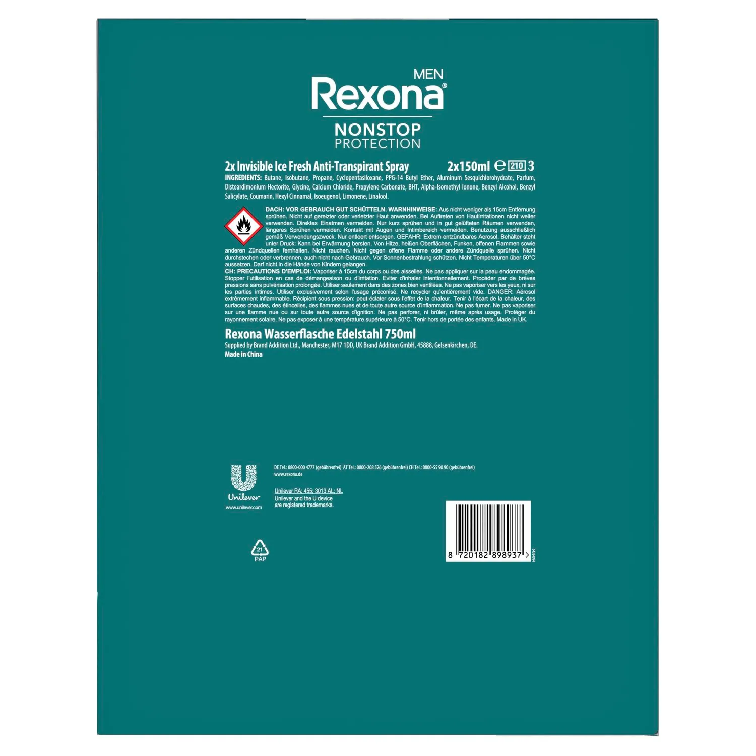 Rexona Men Invisible Ice Fresh Deo-Geschenkset 2x150 ml 72h Schutz