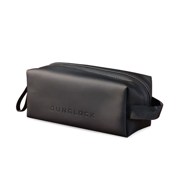 JUNGLÜCK Kosmetiktasche Schwarz S veganes Leder