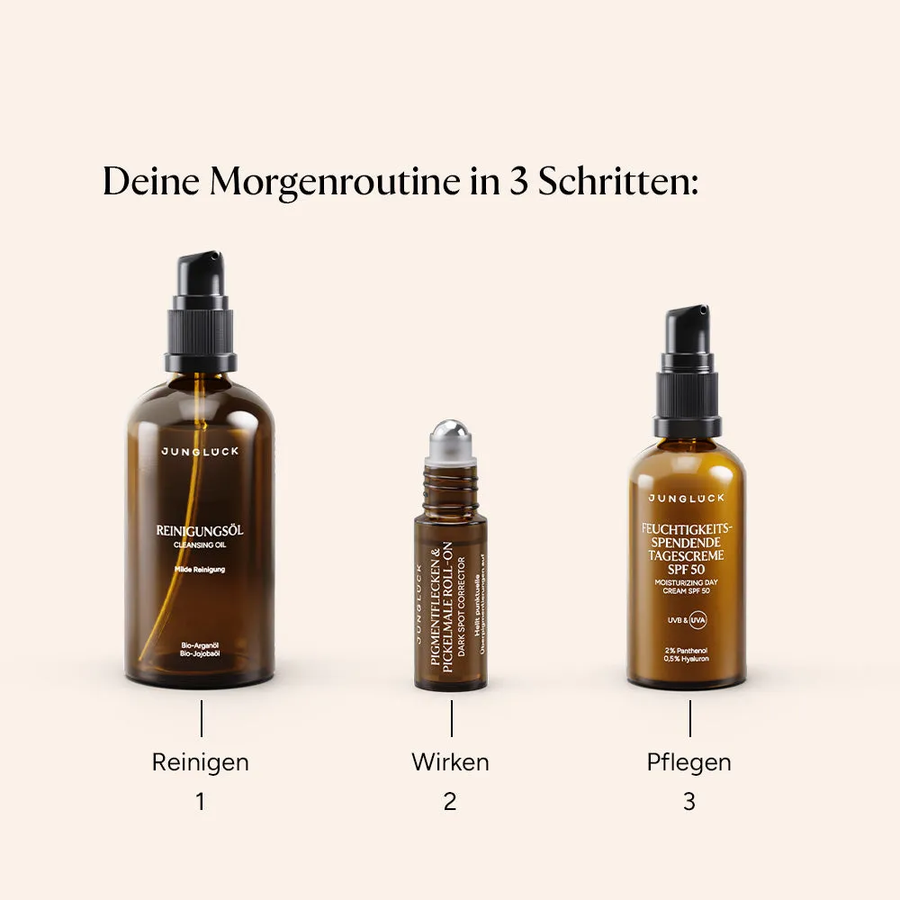 JUNGLÜCK Pigmentflecken Pickelmale Set mit SPF ohne Duftstoffe