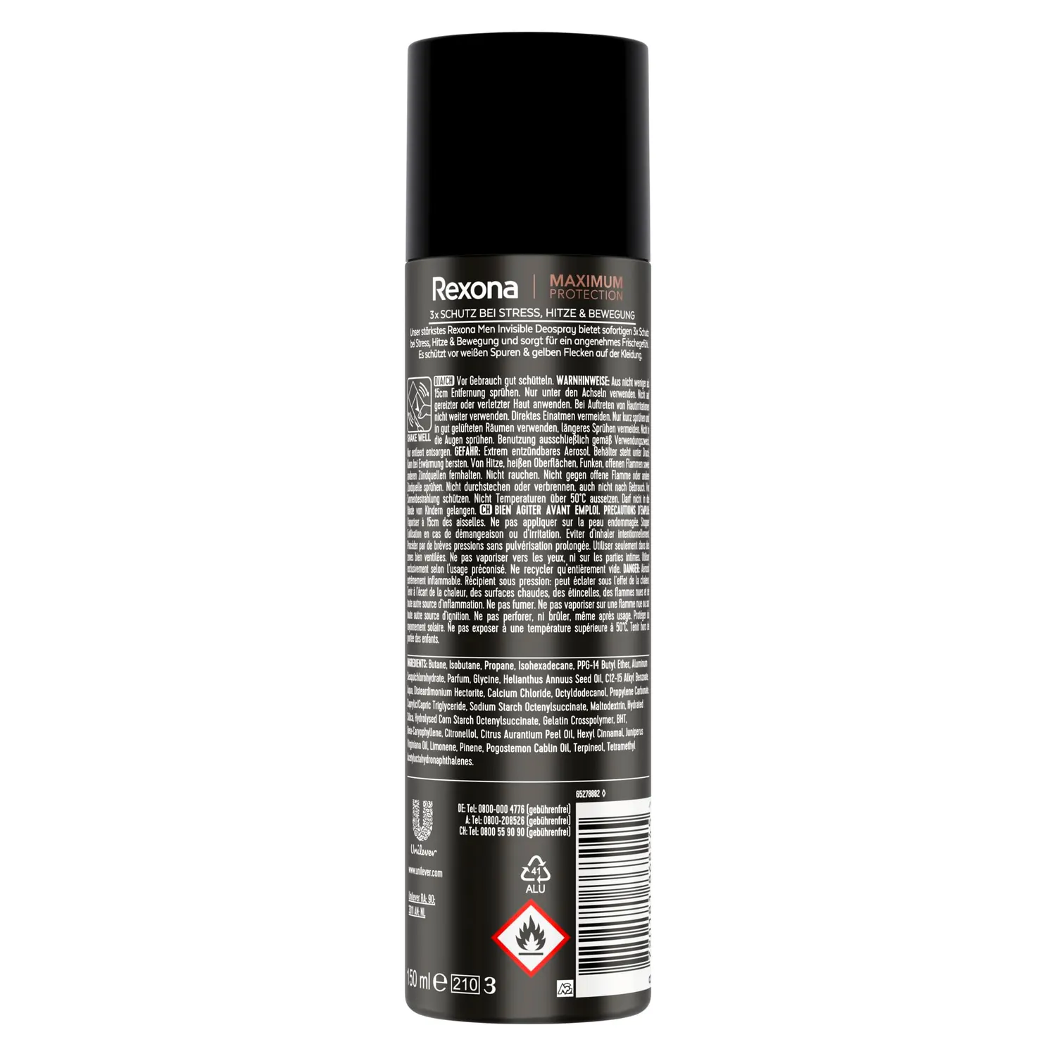 Rexona Maximum Protection Invisible Deo Spray 150 ml 96h Schutz