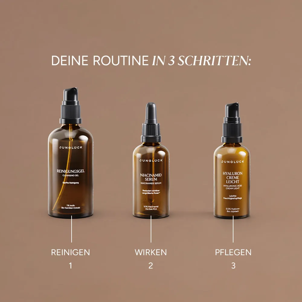 JUNGLÜCK Set Poren verfeinern Niacinamid Serum