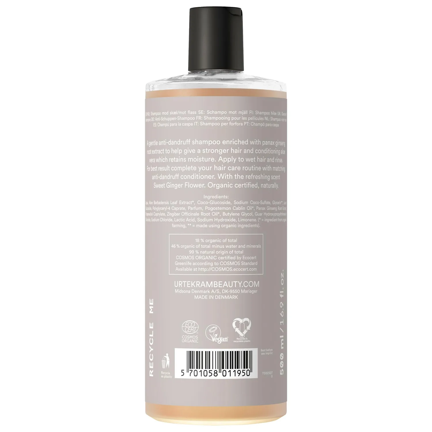 Urtekram Sweet Ginger Flower Anti-Schuppen Shampoo 500 ml Ingwer
