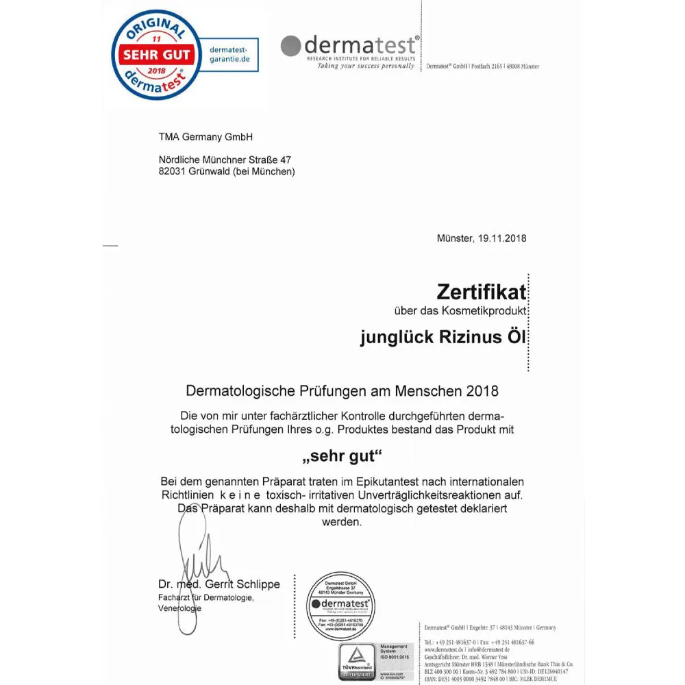 JUNGLÜCK Rizinusöl 50 ml kaltgepresst ohne Duftstoffe