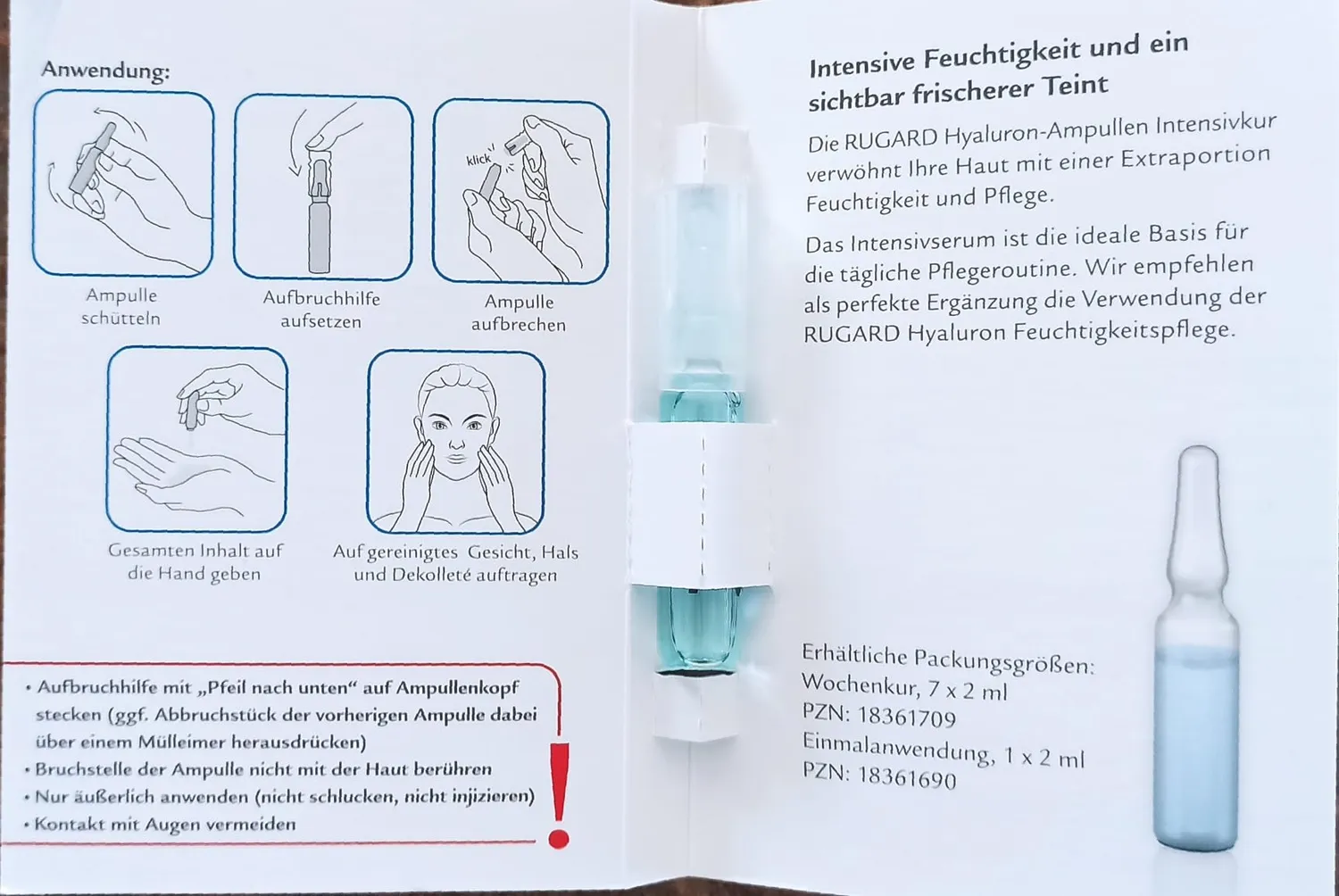 Rugard Hyaluron Ampullen 2 ml Serum mit Lifting-Effekt