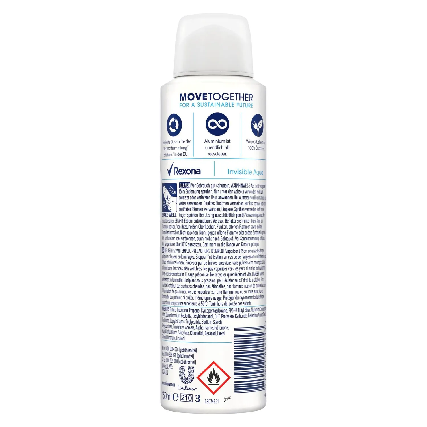 Rexona MotionSense Invisible Aqua Deo Spray 6x150 ml frisch