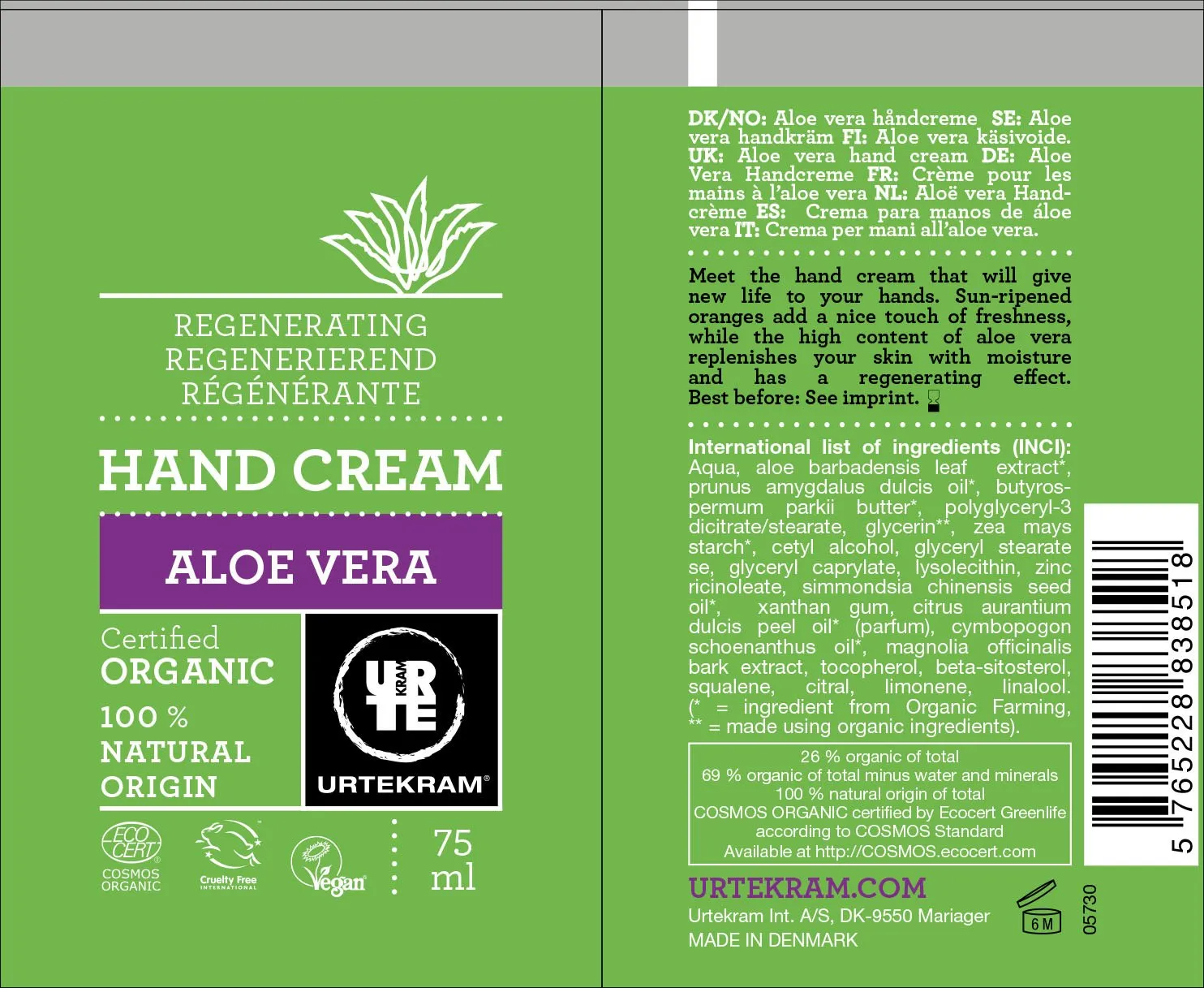 Urtekram Aloe Vera Handcreme Bio 75 ml