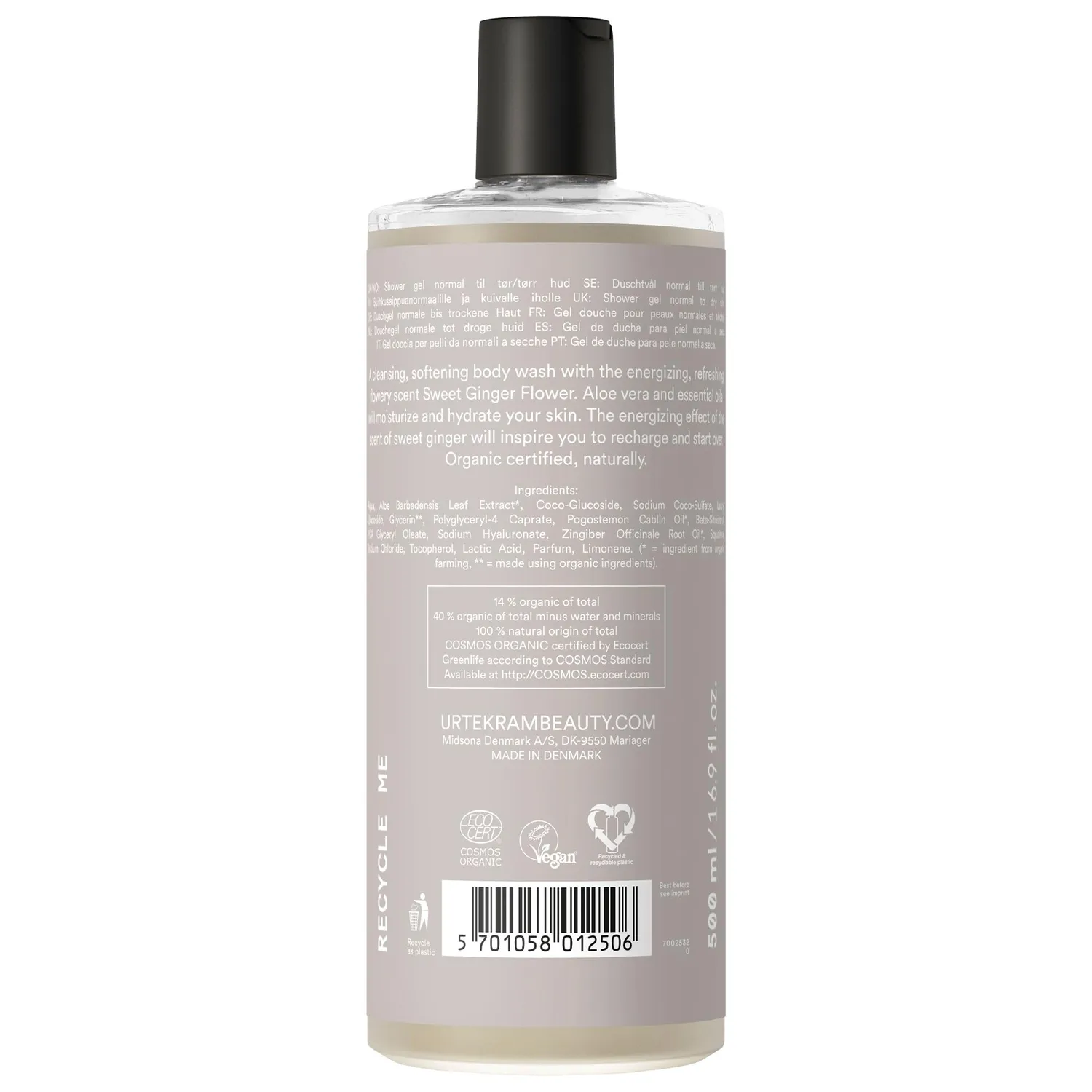 Urtekram Sweet Ginger Flower Start Over Duschgel 500 ml Ingwerblüte
