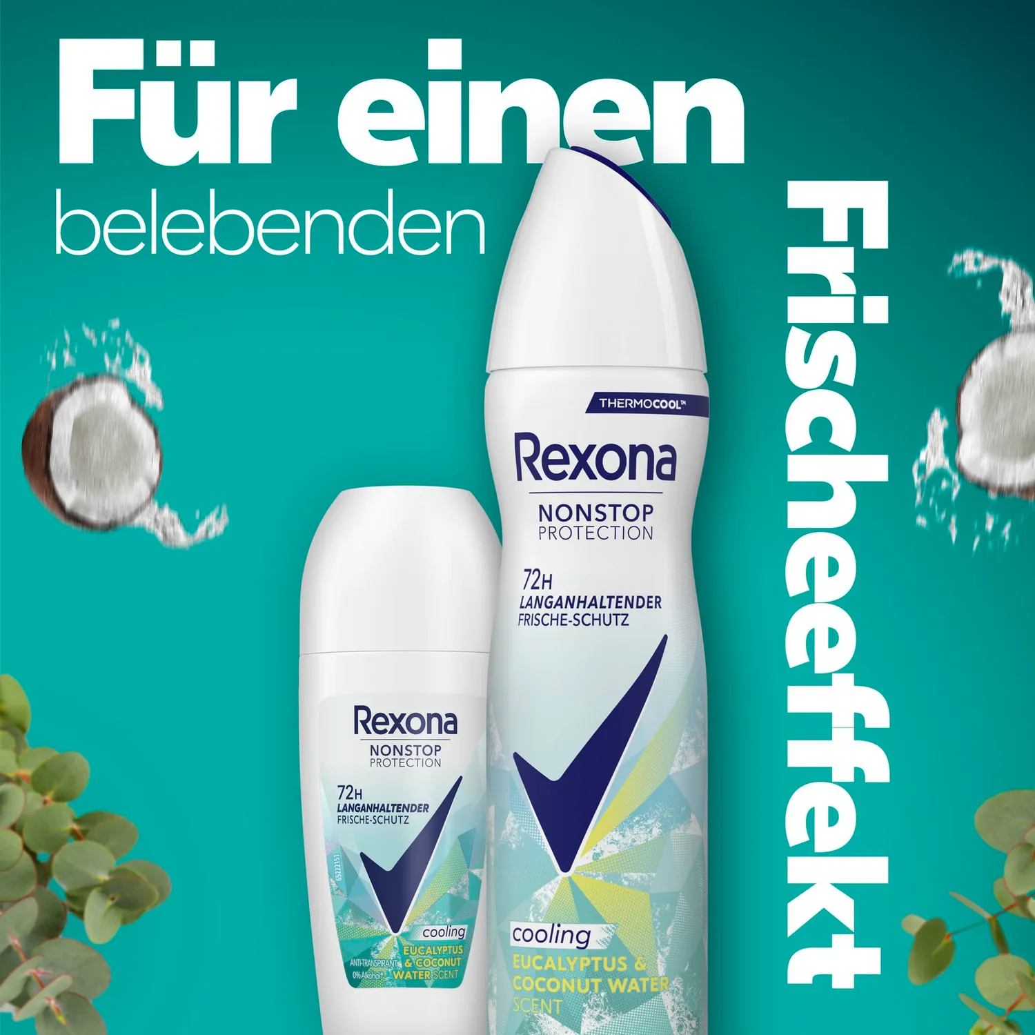 Rexona Cooling Eucalyptus & Coconut Deo Roll-On 6x50 ml