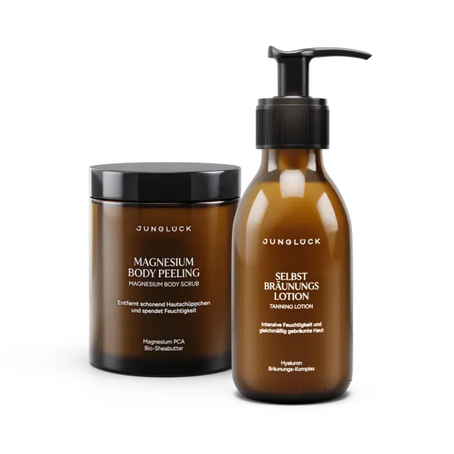 JUNGLÜCK Peel & Tan Kombi Peeling Set Bräunung