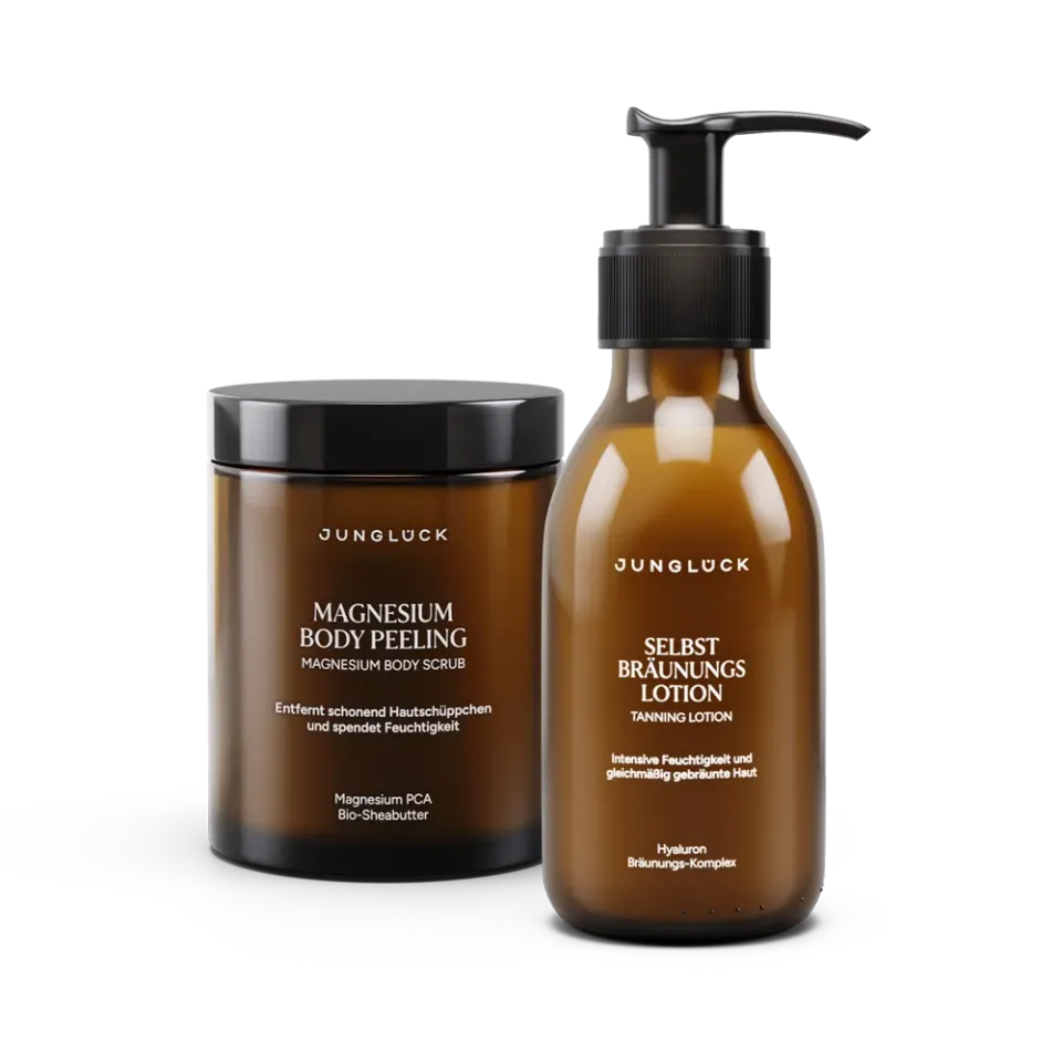 JUNGLÜCK Peel & Tan Kombi Peeling Set Bräunung