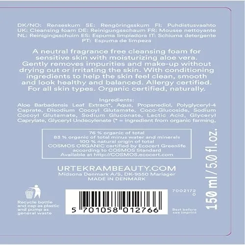 Urtekram Find Balance Reinigungsschaum 150 ml empfindliche Haut