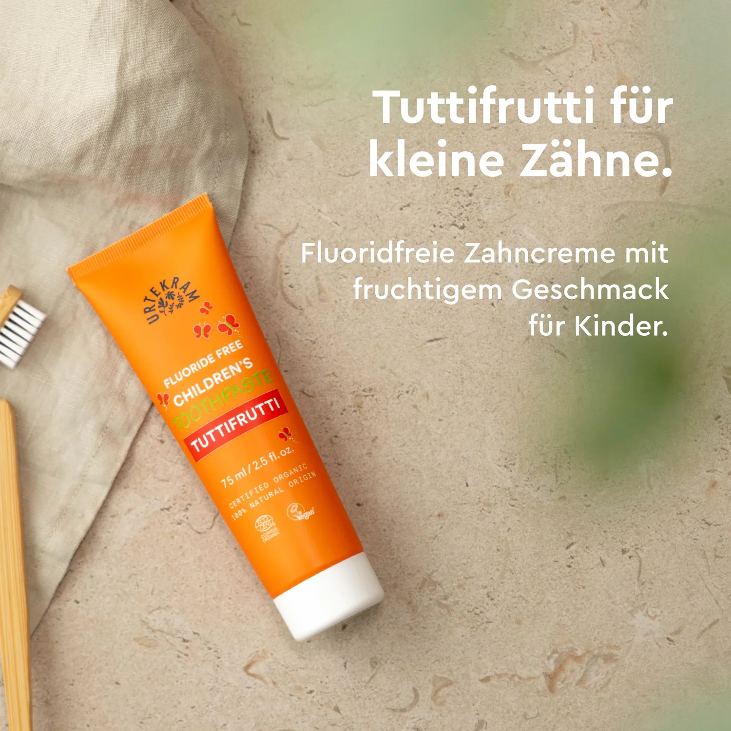 Urtekram Tutti Frutti Kinderzahnpasta 75 ml ohne Fluorid