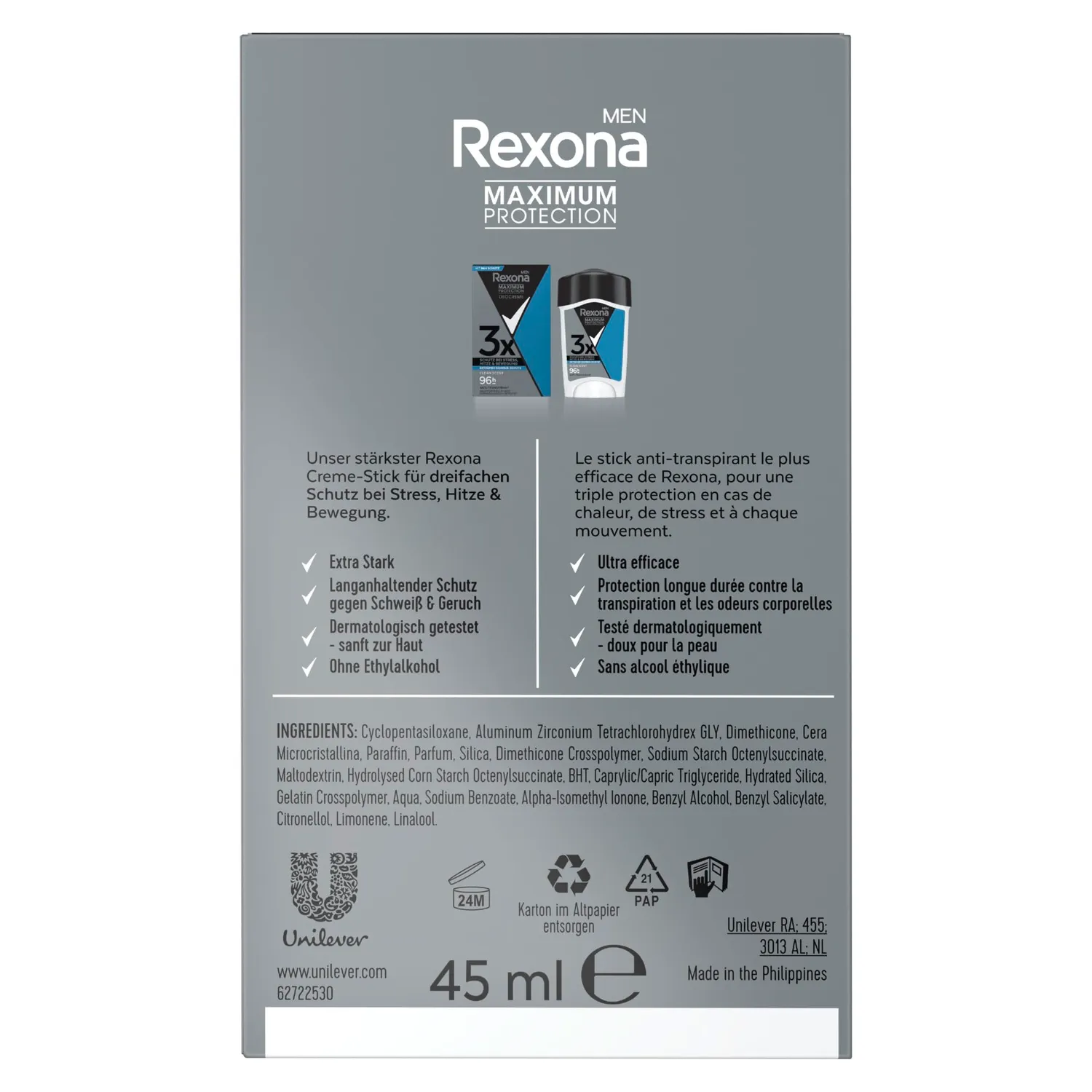Rexona Maximum Protection Men Deo Creme Clean Scent 45 ml