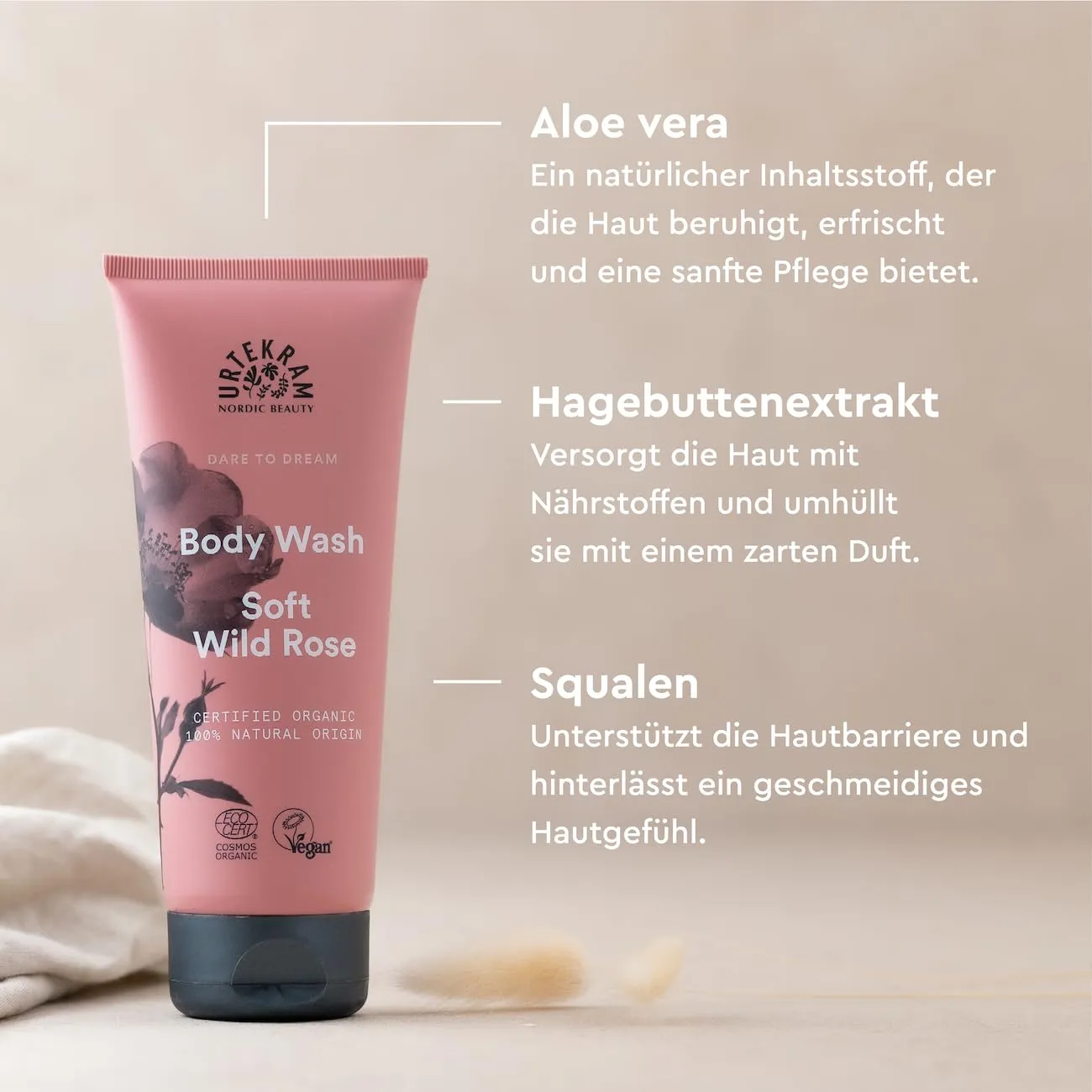 Urtekram Soft Wild Rose Duschgel 200 ml feuchtigkeitsspendend