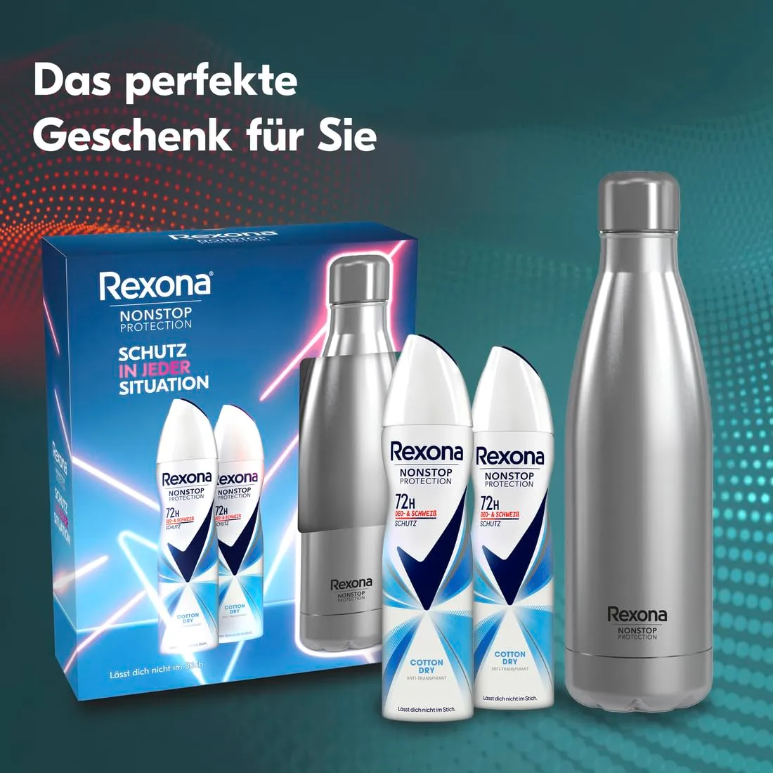 Rexona Cotton Dry Geschenkset Deospray 2x150 ml + Flasche