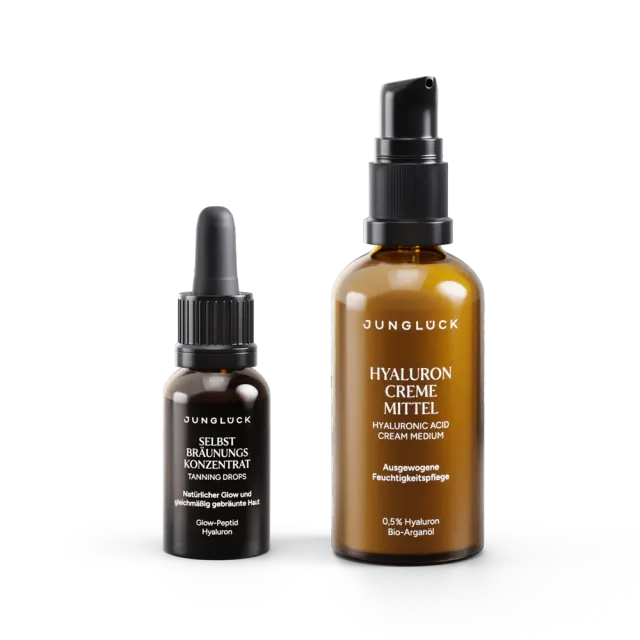 JUNGLÜCK Sonnenverwöhnt Kombi Selbstbräuner + Creme für Glow