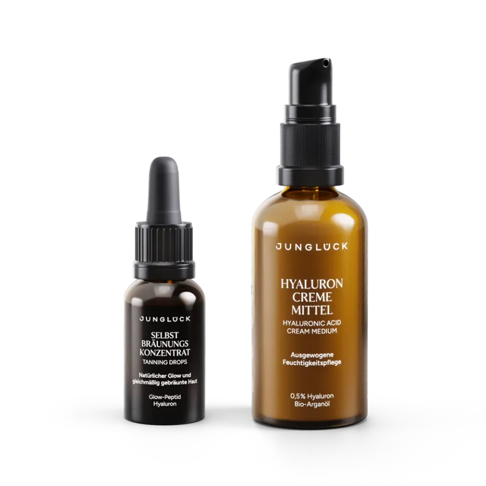 JUNGLÜCK Sonnenverwöhnt Kombi Selbstbräuner + Creme für Glow