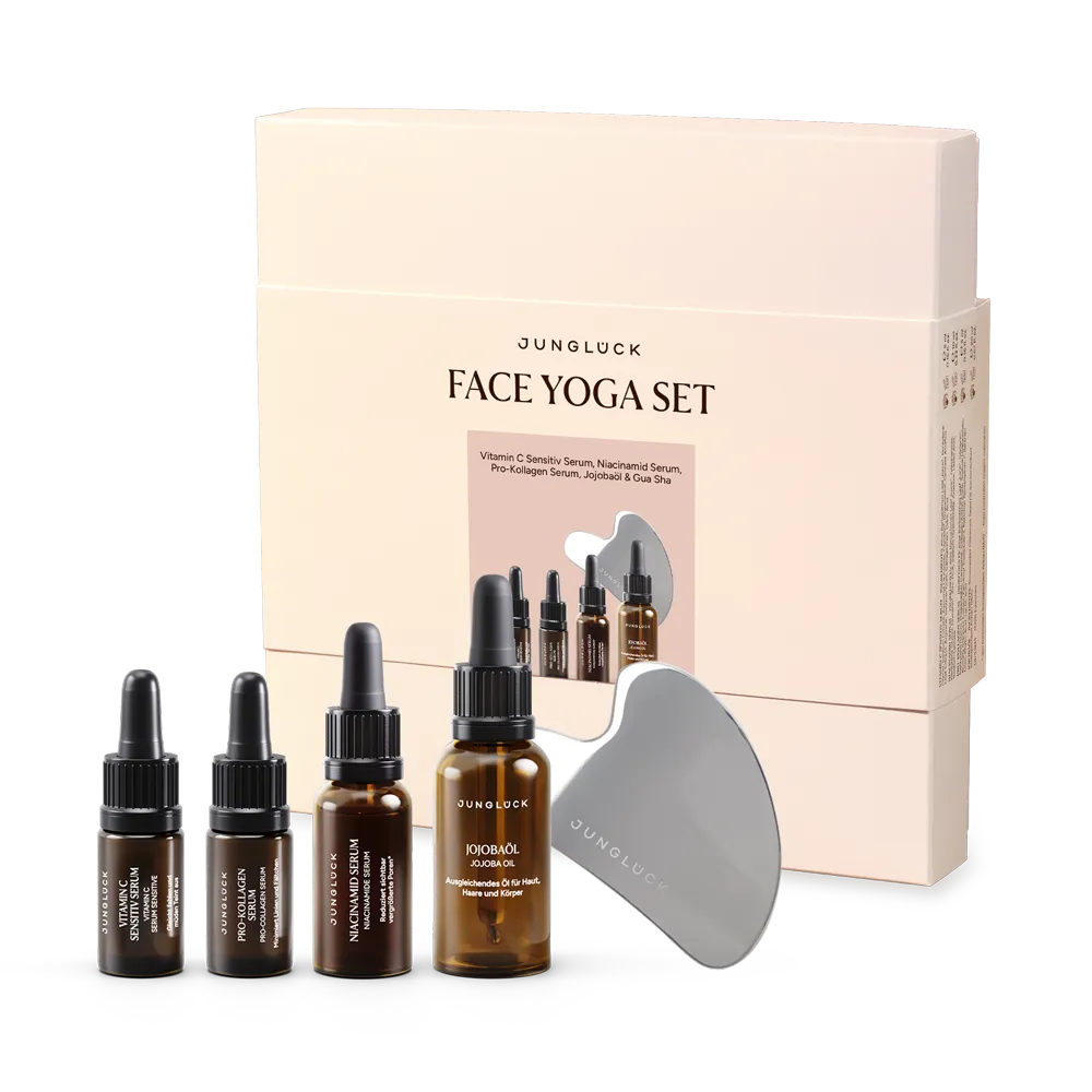 JUNGLÜCK In a Box Face Yoga Pflegeset mit Jojobaöl