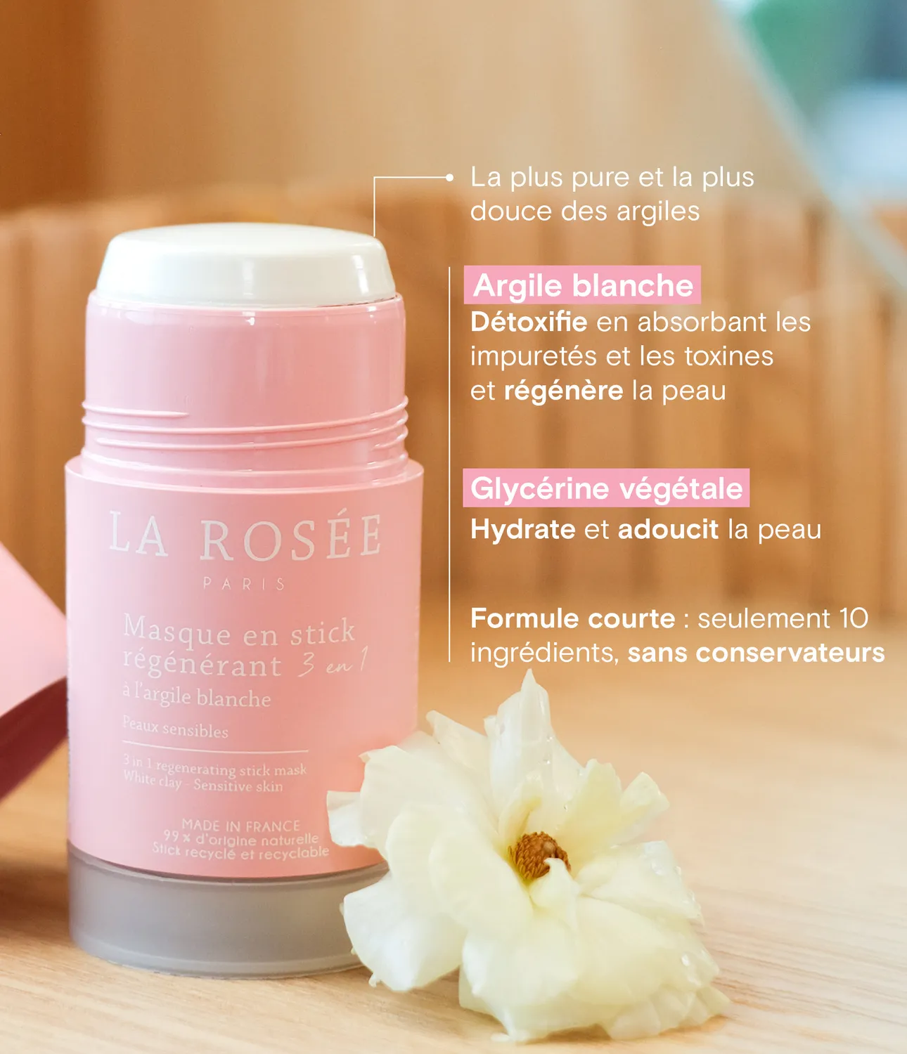 La Rosée Masque Stick 3in1 Gesichtsmaske weiße Tonerde