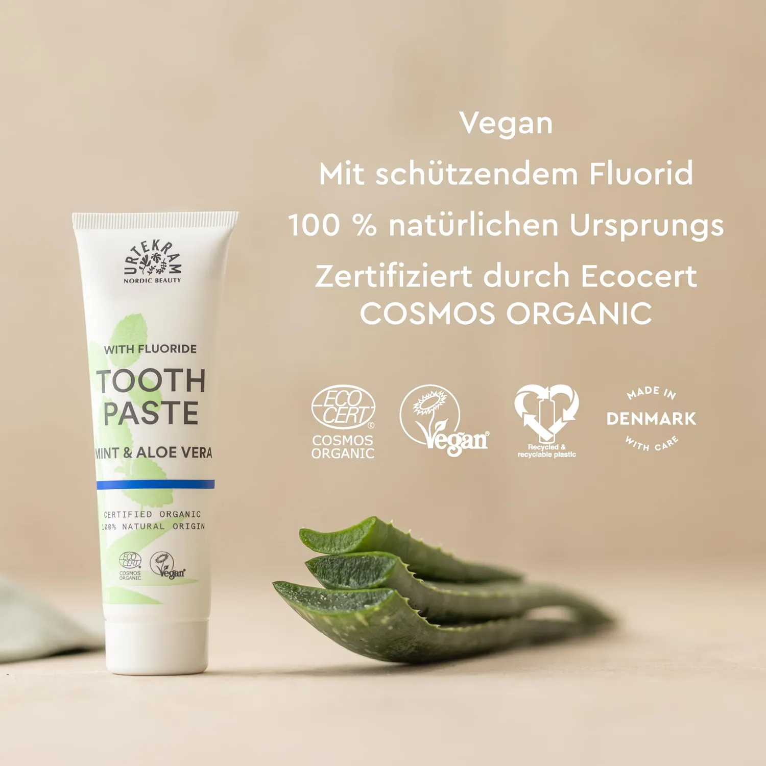Urtekram Minze Aloe Vera Zahnpasta 75 ml mit Fluorid