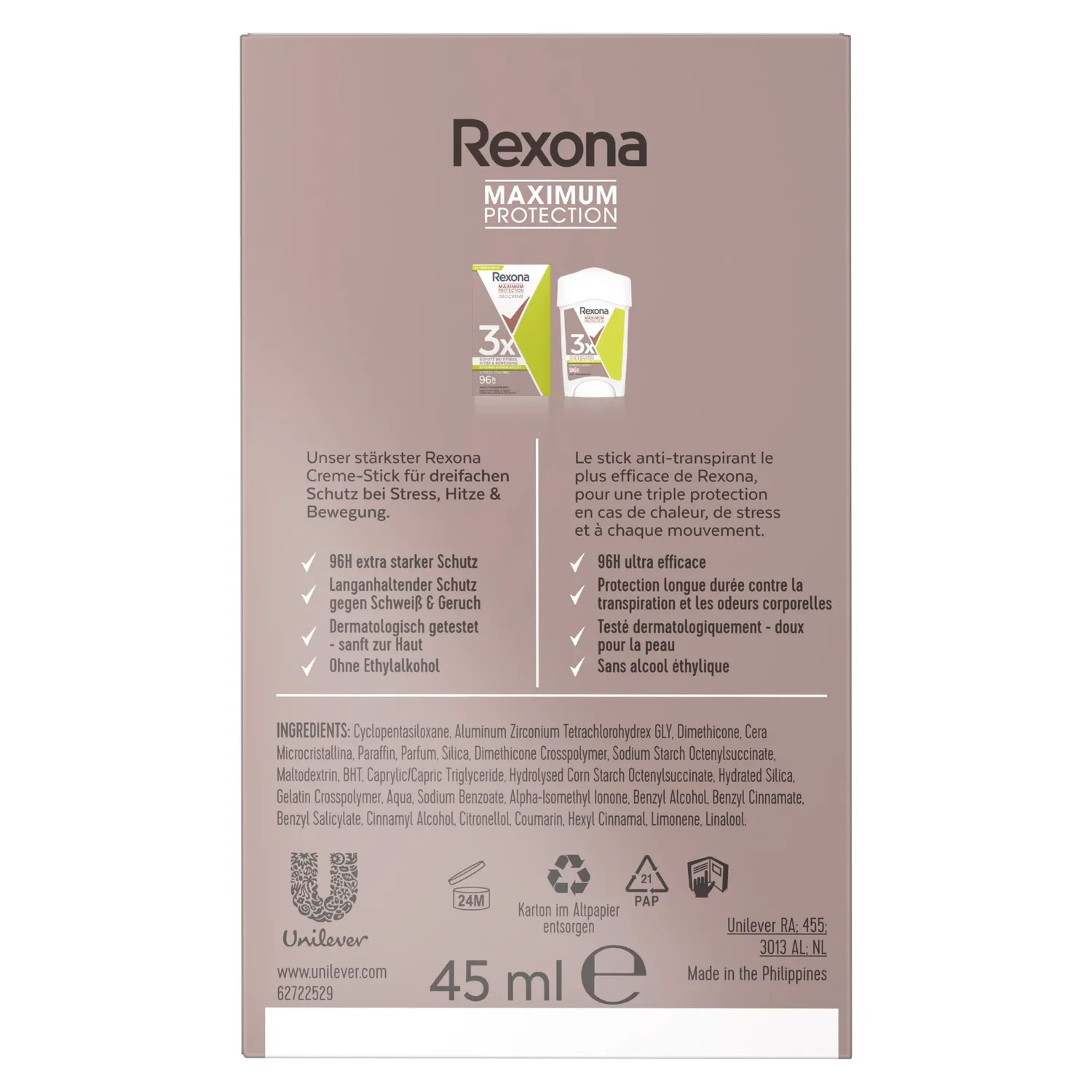Rexona Maximum Protection Deo-Creme 45 ml Zitrus