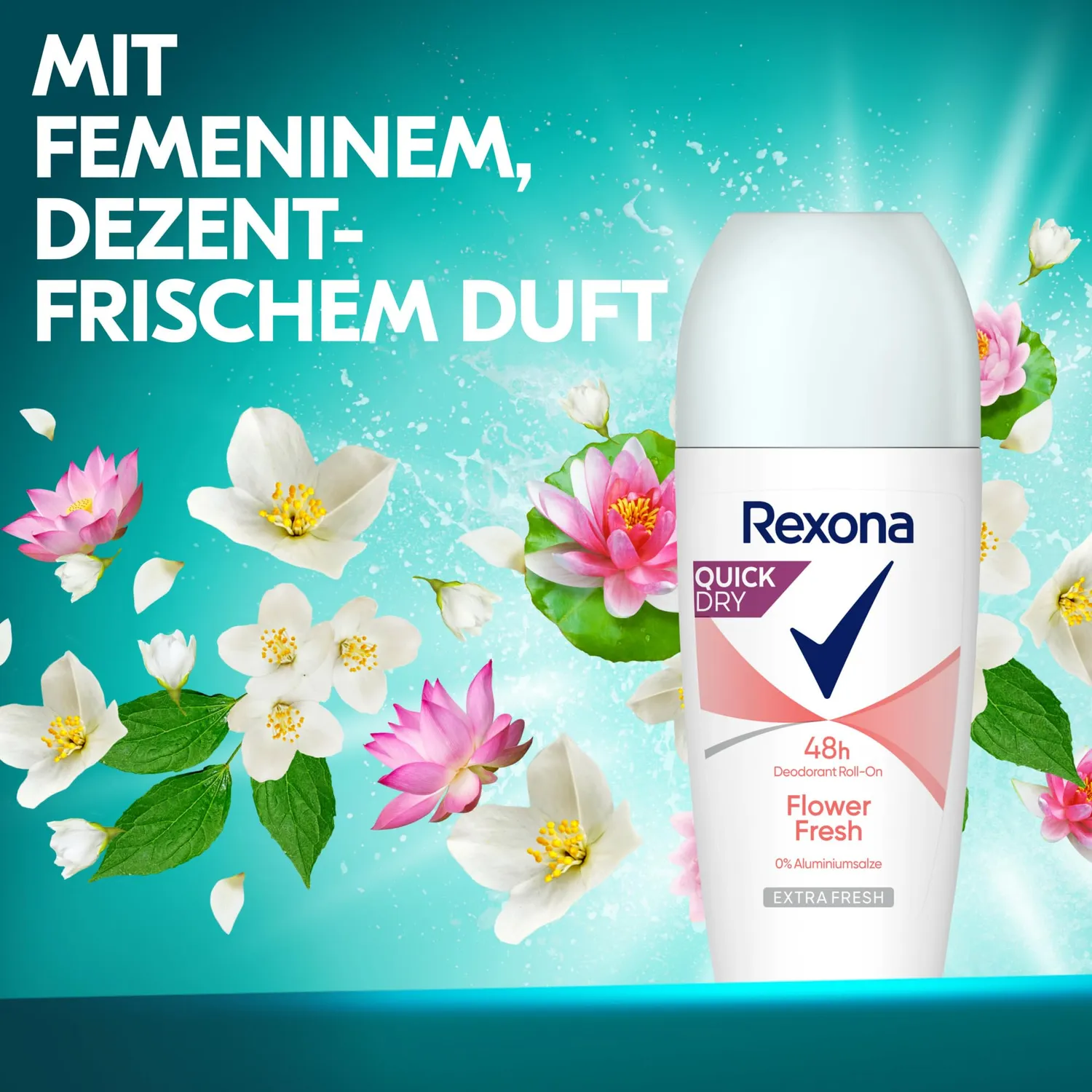 Rexona Flower Fresh Deo Roll-On 6x50 ml ohne Aluminium