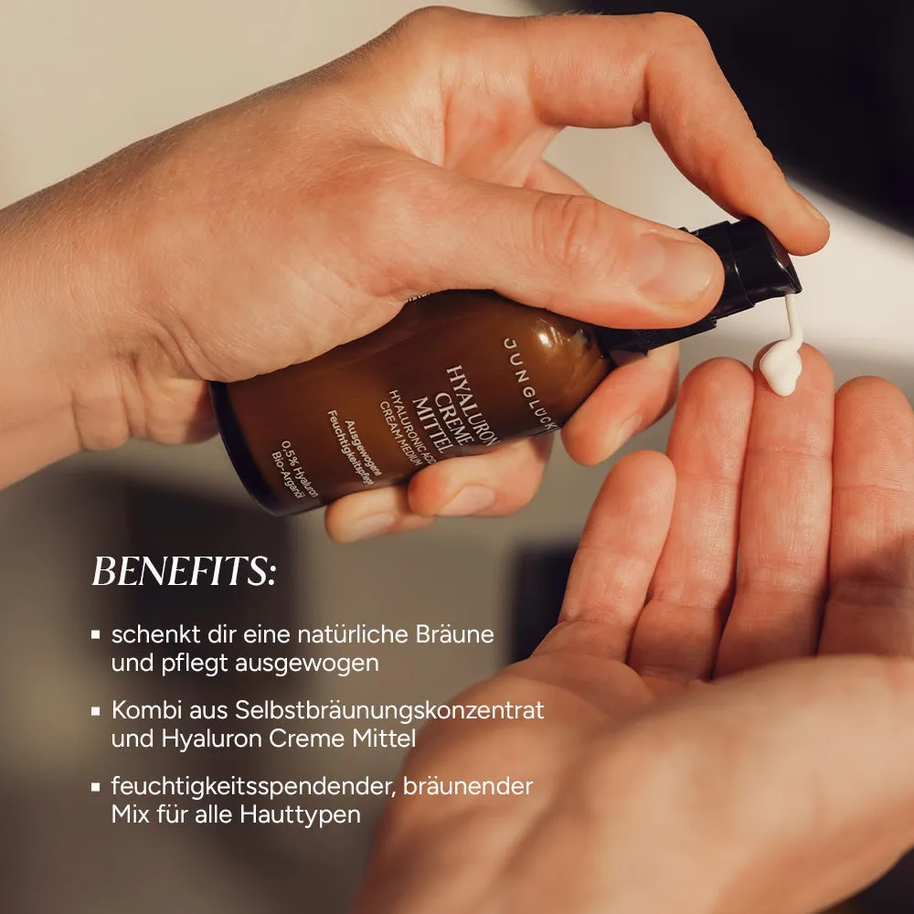JUNGLÜCK Sonnenverwöhnt Kombi Selbstbräuner + Creme für Glow