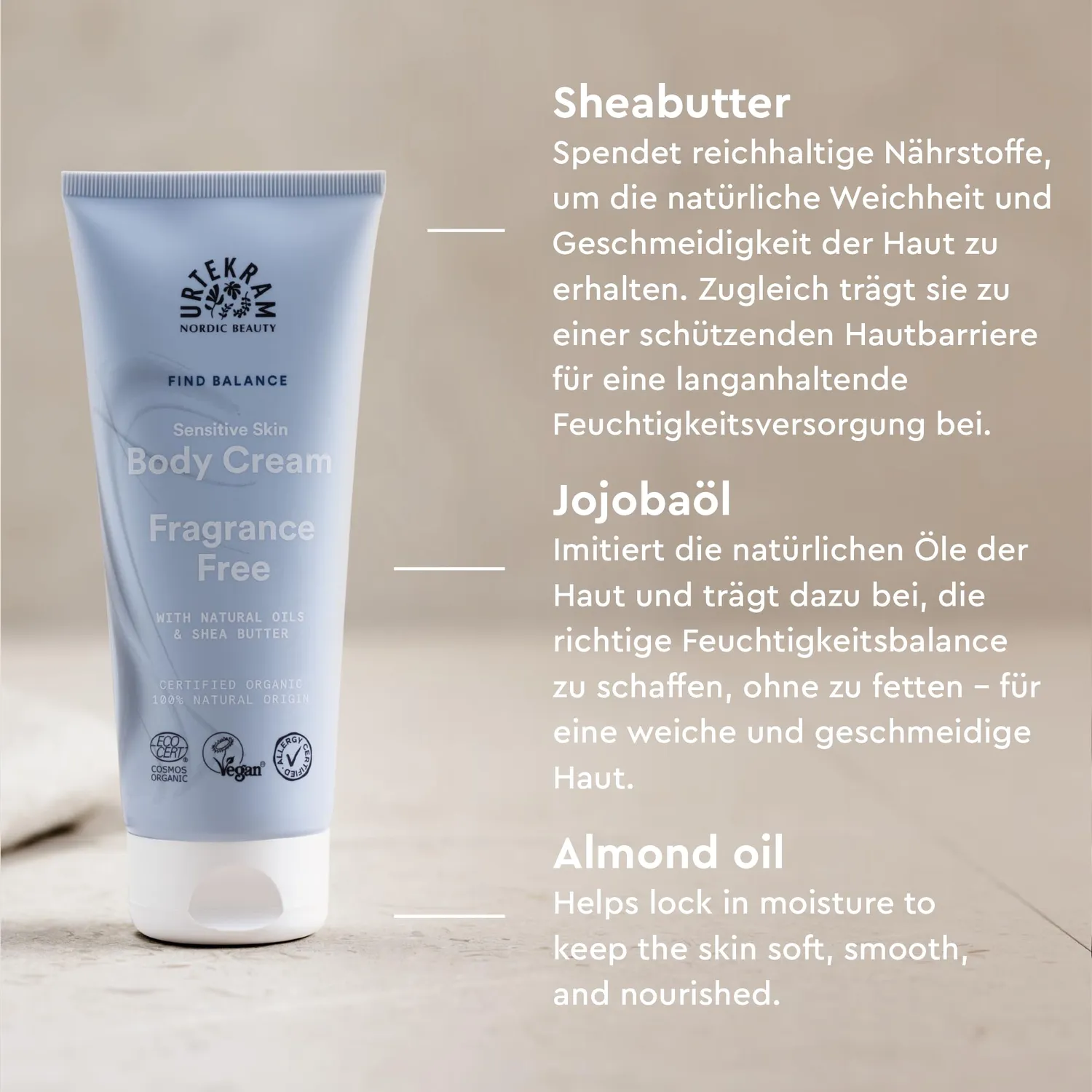 Urtekram Find Balance Körpercreme 200 ml parfümfrei