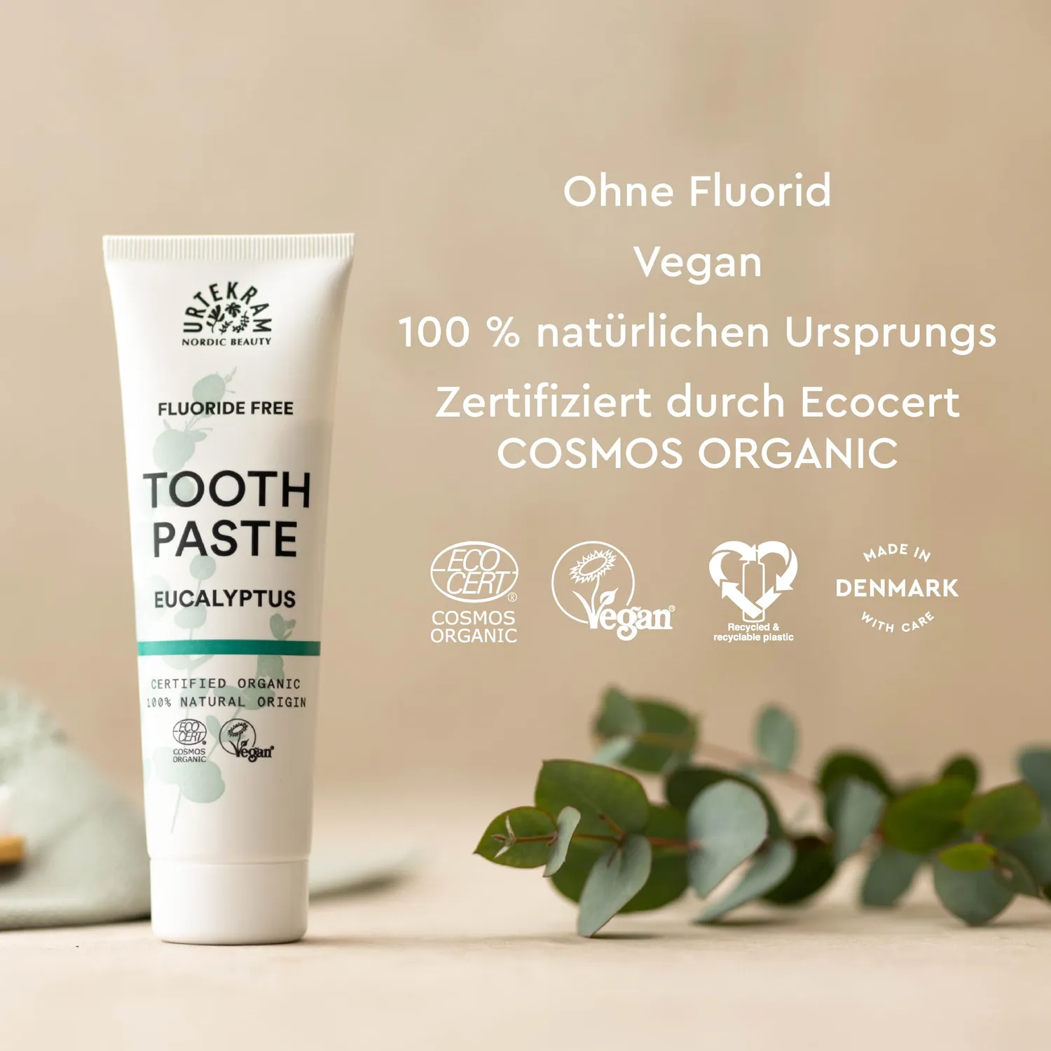 Urtekram Eukalyptus Zahnpasta 75 ml fluoridfrei Minze