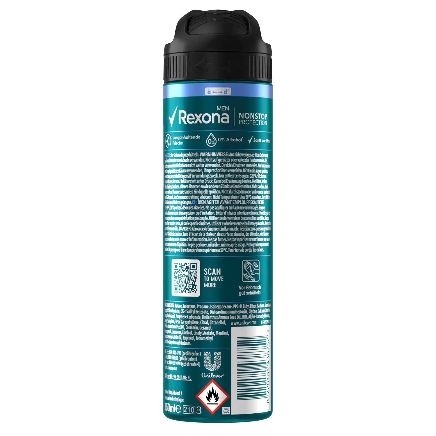 Rexona Men Nonstop Deospray Invisible Ice Fresh 6x150 ml 72h